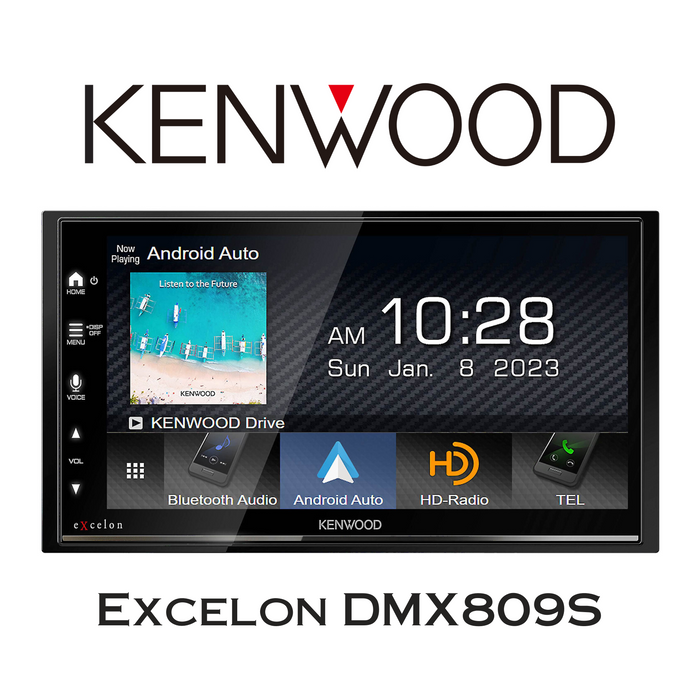 Kenwood Excelon DMX809S - Récepteur multimédia numérique 22 watts RMS x 4 canaux avec écran tactile capacitif de 6.5'', lit les fichiers haute résolution (MP3, WAV, FLAC, AAC) et fonctionnalités smartphone complète et ajout 3e caméra de recul possible!