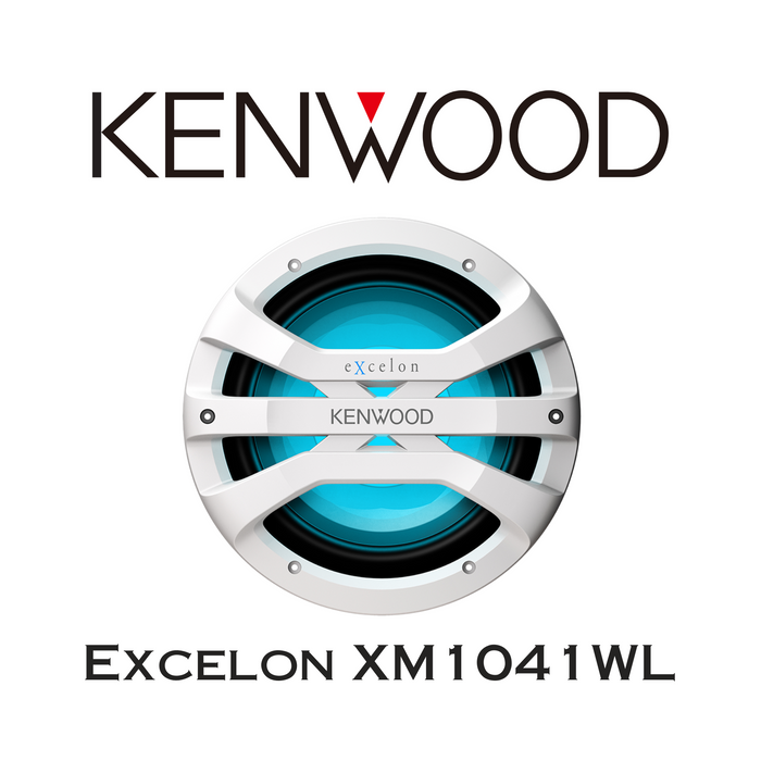 Clarion Excelon XM1041 - Subwoofer marin 10'' d'une puissance de 300Watts RMS, cône en PP résistant à l'eau IPX6, cone caoutchouc, grille résistante aux UV, éclairage de couleur/motif variable