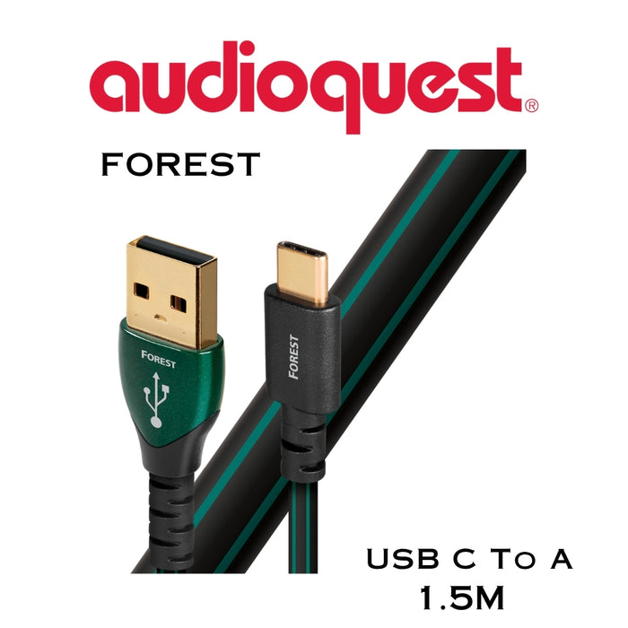 Audioquest Forest - Câble USB C à USB A à surface 0.5% solide Argent