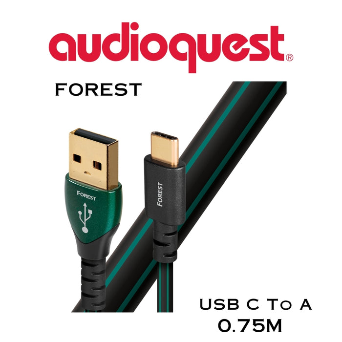 Audioquest Forest - Câble USB C à USB A à surface 0.5% solide Argent