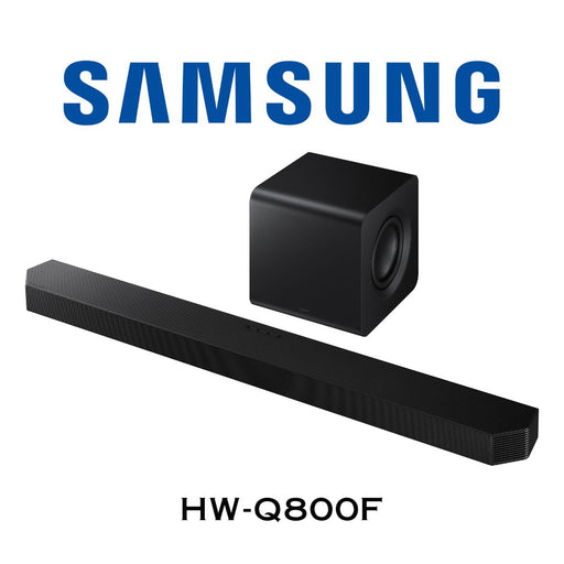Samsung HW-Q800F Barre de son 5.1.2 canaux 360 Watts, Bluetooth, 11 haut-parleurs, haut-parleur central intégré et aigues, 2 canaux latéraux et 2 à projection vers le haut; subwoofer sans fil 1x8'' actif + 1 x 6.5'' passif compact, Dolby Atmos, DTS:X, QSymphony, mode jeu Pro.