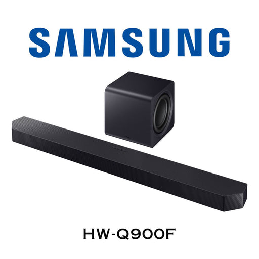 Samsung HW-Q900F Barre de son | Bluetooth | 17 haut-parleurs | 7.1.2 canaux | Caisson de basses 2 x 8'' Actif Compact sans fil | Dolby Atmos/DTS:X | Vidéo 4K 120HZ, Game Pro, SpaceFit Sound+, SmarThings, Alexa, Bluetooth, Wifi, HDMI : entrées 2, sortie 1.