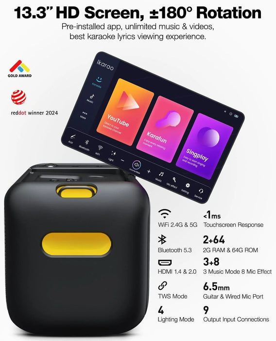 Ikarao X1 -  Système portable Karaoké Tout-en-un Bluetooth