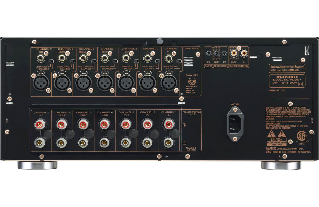 Marantz MM-8077 - Amplificateur de puissance 7 canaux 150Watts/canal : un excellent amplificateur multi-canaux vous fera vivre une expérience musicale et de cinéma maison exceptionnelles.