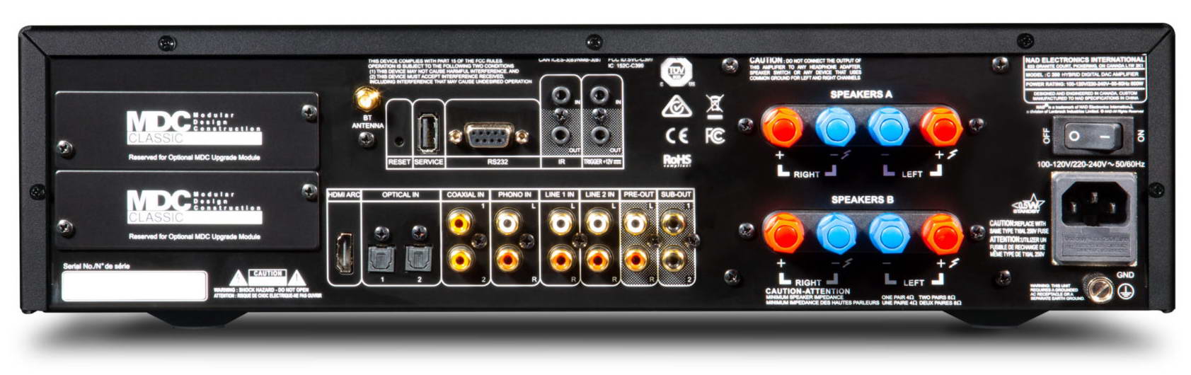 NAD C 399 - Numérique hybride amplificateur 180 W/canal, DAC, Phono