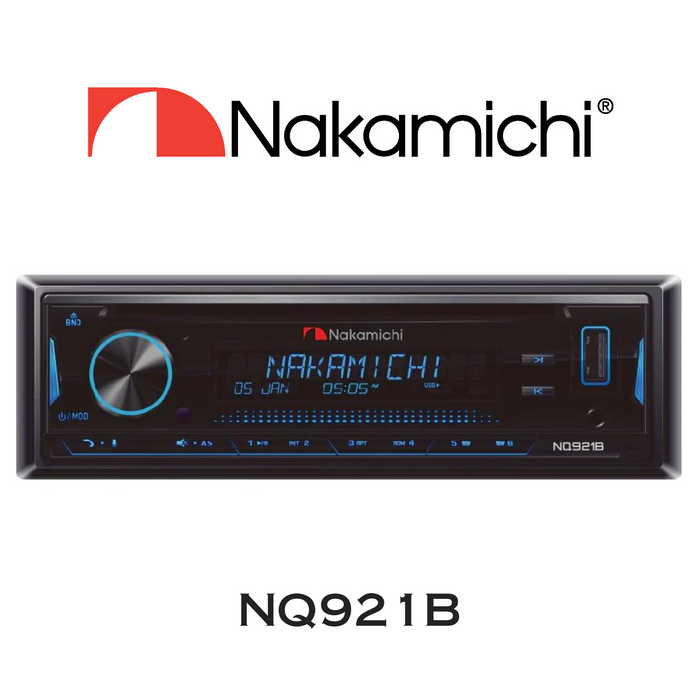 Nakamichi NQ921B - Récepteur Bluetooth USB CD/DVD mono-DIN 50W × 4CH, 2 ports USB, sortie RCA