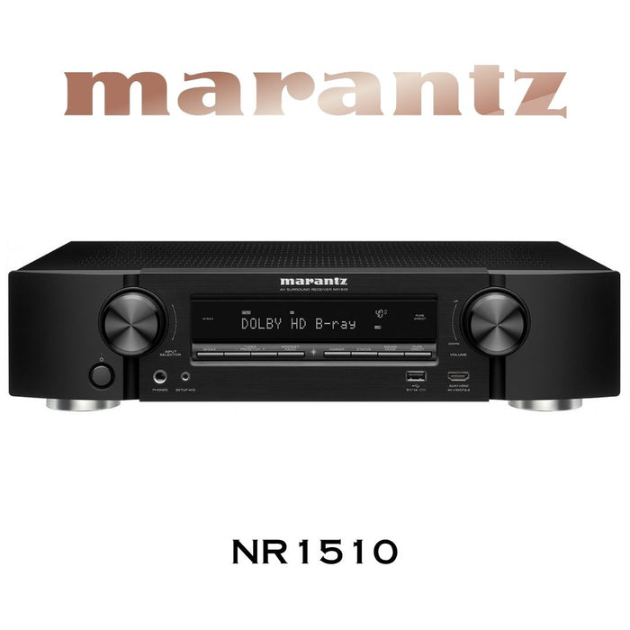 Marantz NR1510 - Récepteur Cinéma-Maison 5.2, 4K, 50W, 5 canaux amplifiés, Dolby Atmos, 4K/60hz mince