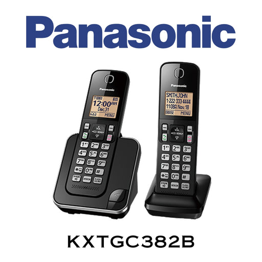Panasonic KXTGC382B - Téléphone sans fil 2 combinés, afficheur de 1.6"