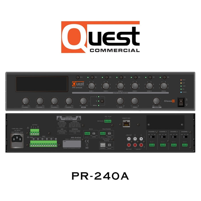 Quest Commercial PR-240A | Amplificateur 240 W 70V 6 zones