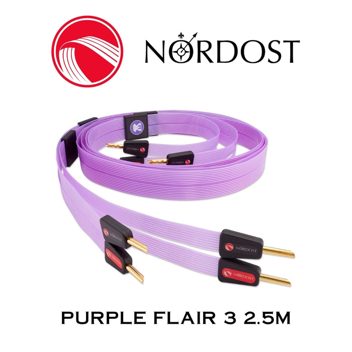 NORDOST Purple Flair 3 - Câble de haut-parleurs 16 x 24 AWG Silver 99.99% Bananes (la paire)