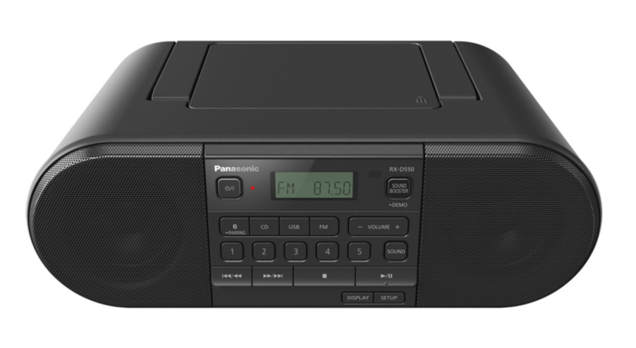 Panasonic RXD550 - Radio portable, lecteur CD, Bluetooth et connextion USB. Avec 20 W de puissance, le RXD550 va au-delà de son design compact et élégant.