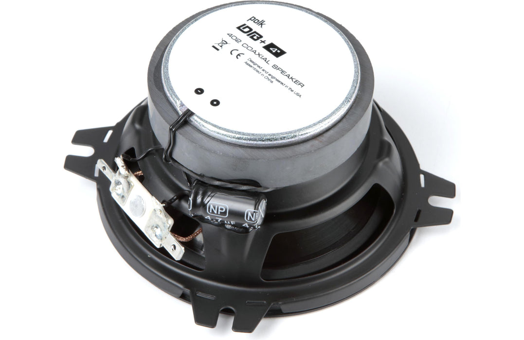 Polk Audio DB 402 - Haut-parleurs 2 voies DB+ Series 4" Marine, haute performance pour voiture, certifié marin (indice IP56) : résistant à la saleté/à l'eau, testé pour le brouillard salin, les UV, l'humidité.