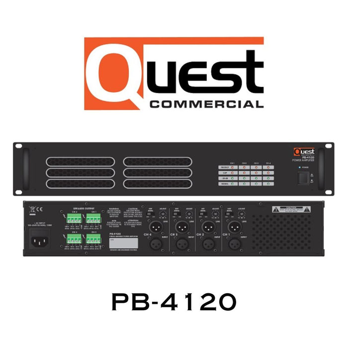 Quest Commercial PB4120 - Amplificateur de puissance à 4 canaux