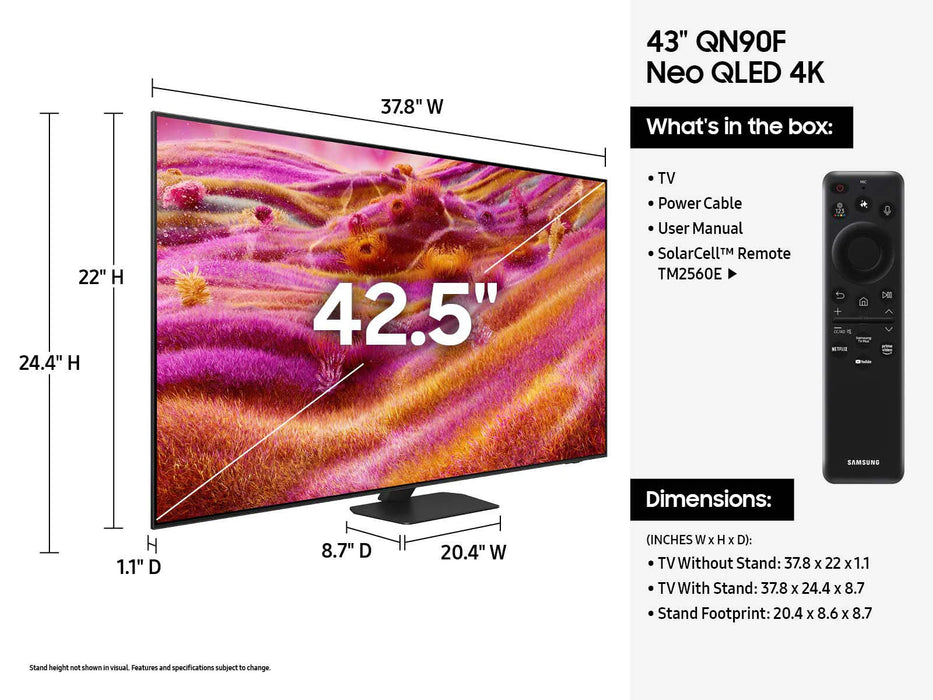 Samsung QN90F | Téléviseur Neo QLED 4K, Jusqu'à 165Hz, Neo Quantum HDR+, MiniLED