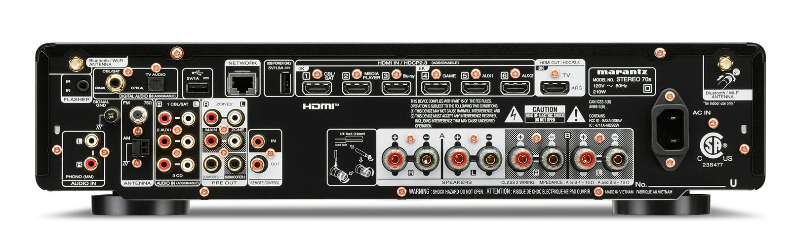 Marantz Stereo 70s - Récepteur stéréo Audio/Vidéo 75W/C, Lecteur réseau, entrée Phono, HDMI 8K