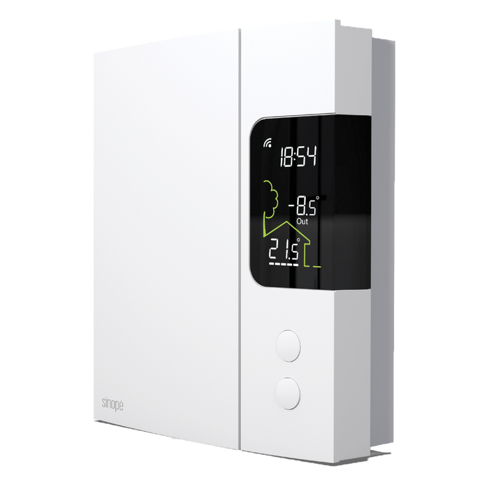 Sinopé TH1124ZB - Thermostat intelligent Zigbee pour chauffage électrique 4000W conçu pour contrôler un système de chauffage tel que plinthe électrique, convecteur (cycle court), ventiloconvecteur (cycle long), plafond rayonnant.