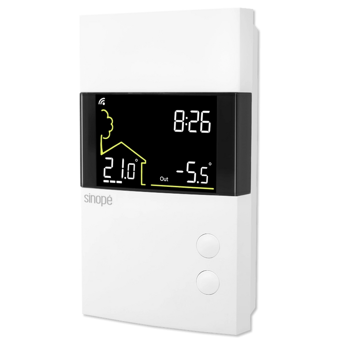 Sinopé TH1500ZB - Thermostat bipolaire Zigbee pour chauffage électrique 3600W conçu pour contrôler un système de chauffage tel que : plinthe électrique, convecteur, ventiloconvecteur et plafond rayonnant