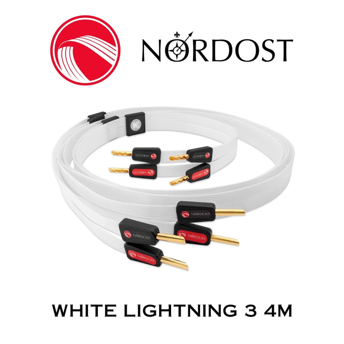 NORDOST White Lightning 3 - Câble de haut-parleurs 12 x 24 AWG Silver 99.99% Bananes (la paire)