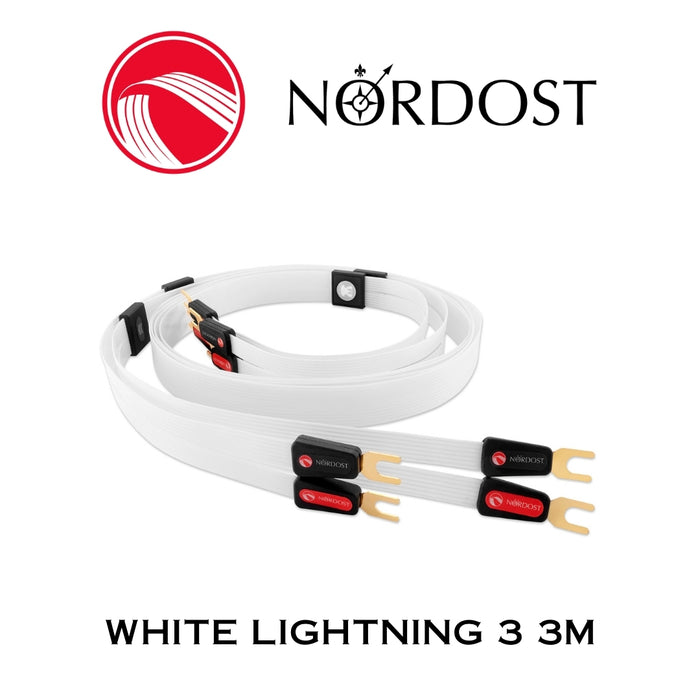 NORDOST White Lightning 3 - Câble de haut-parleurs 12 x 24 AWG Silver 99.99% Fourches (la paire)