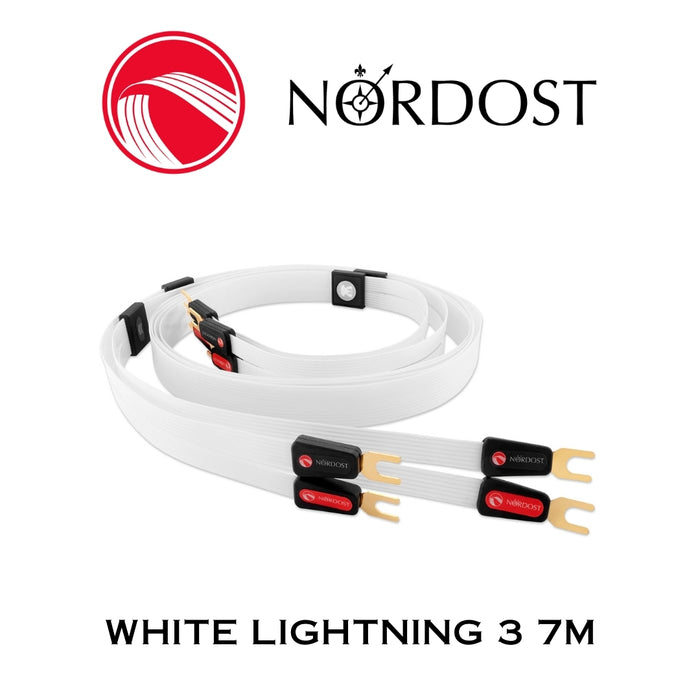 NORDOST White Lightning 3 - Câble de haut-parleurs 12 x 24 AWG Silver 99.99% Fourches (la paire)