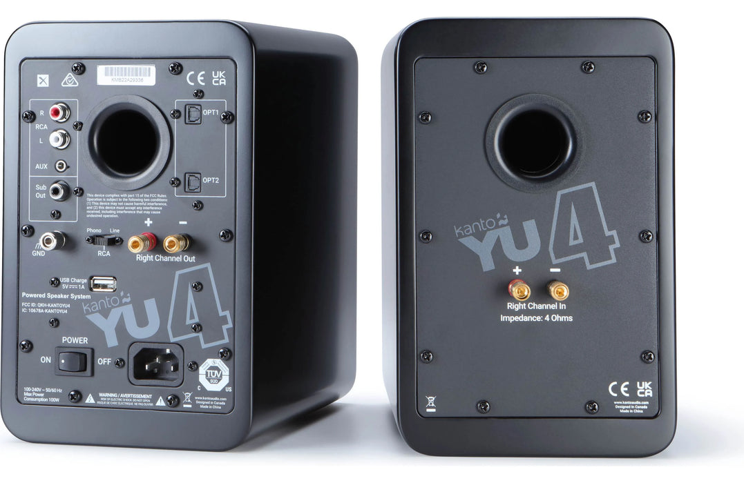 Kanto YU4 - Haut-parleurs d'étagère amplifiés 70W Bluetooth® Phono