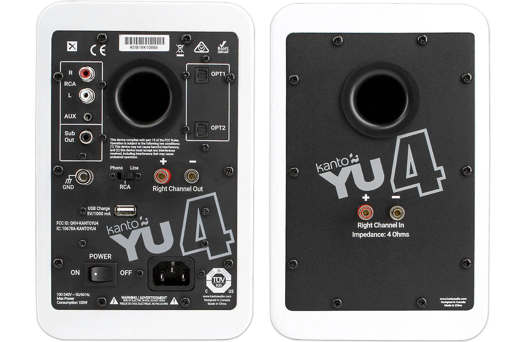 Kanto YU4 - Haut-parleurs d'étagère amplifiés 70W Bluetooth® Phono