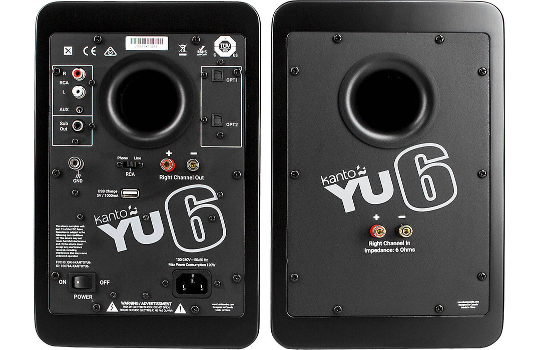 Kanto YU6 - Haut-parleurs d'étagère amplifiés 100W Bluetooth® Phono