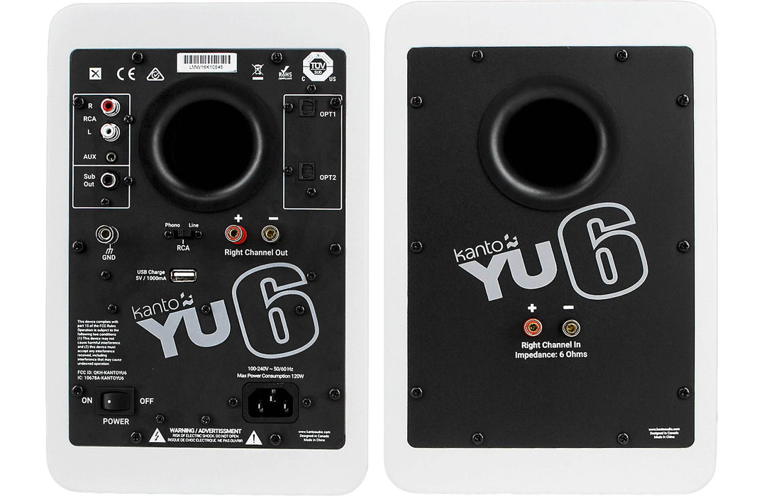 Kanto YU6 - Haut-parleurs d'étagère amplifiés 100W Bluetooth® Phono