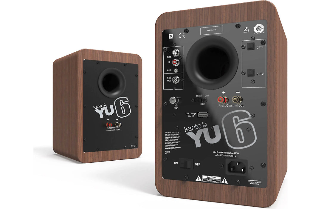 Kanto YU6 - Haut-parleurs d'étagère amplifiés 100W Bluetooth® Phono