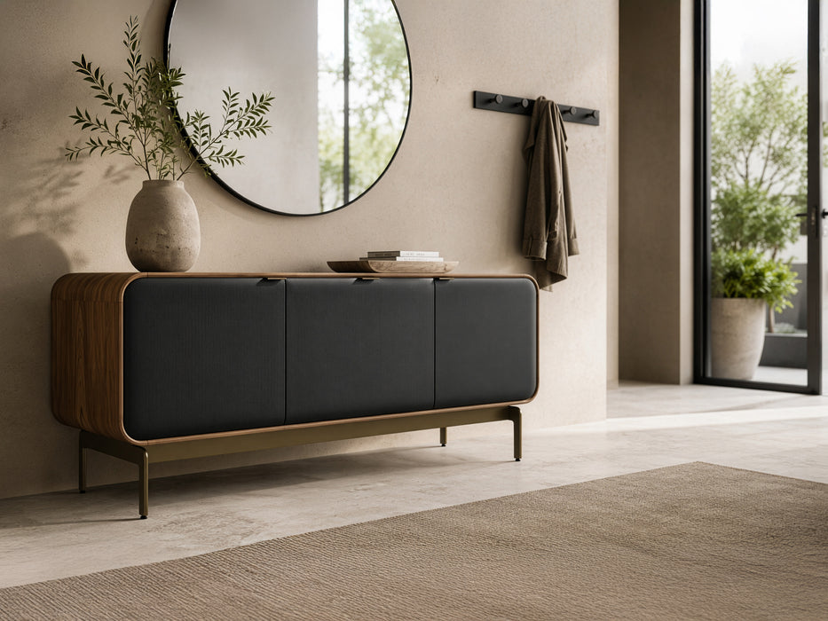 BDI Plume 8077 | Meuble multimédia 3 portes audio-vidéo/téléviseur jusqu'à 70 pouces
