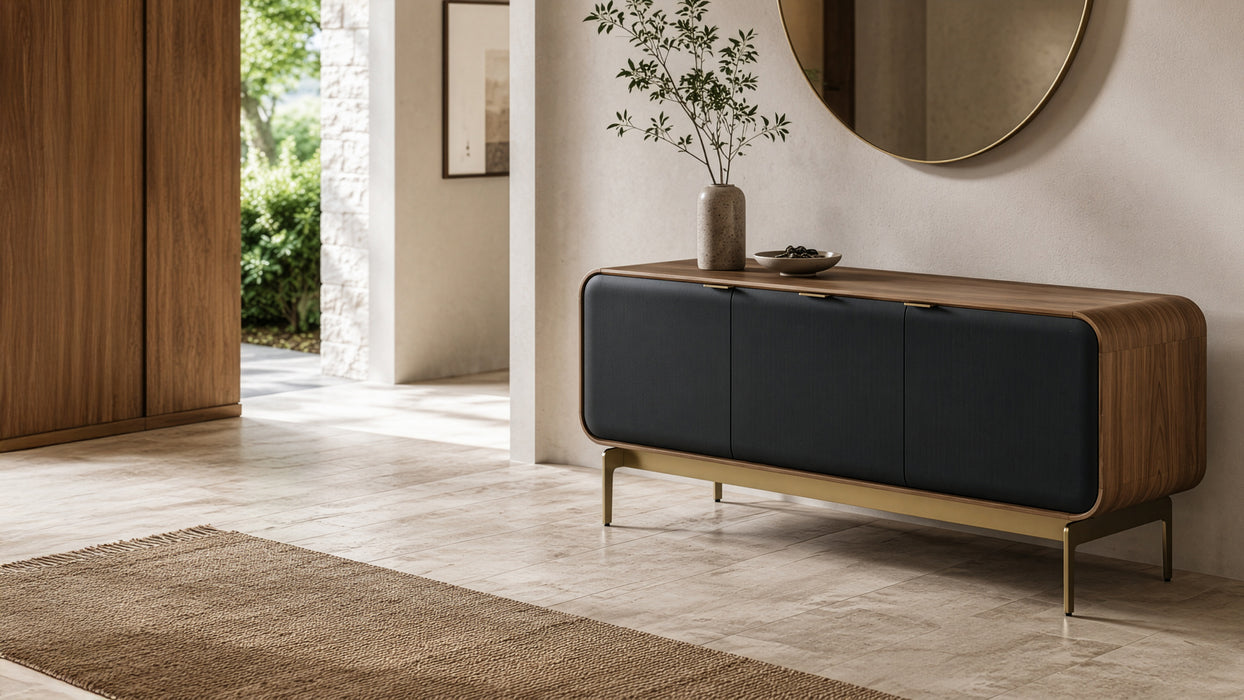 BDI Plume 8077 | Meuble multimédia 3 portes audio-vidéo/téléviseur jusqu'à 70 pouces
