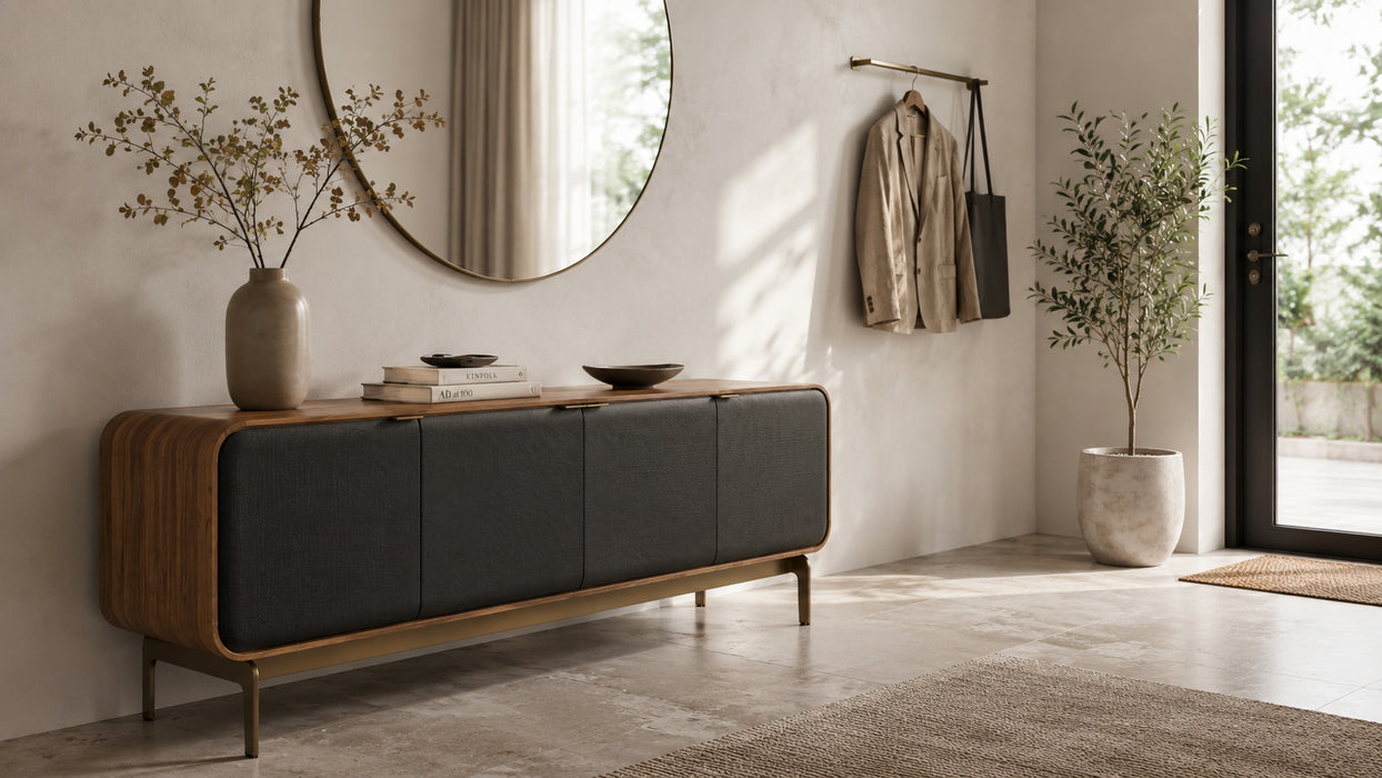 BDI Plume 8079 | Meuble multimédia 4 portes audio-vidéo/téléviseur jusqu'à 85 pouces