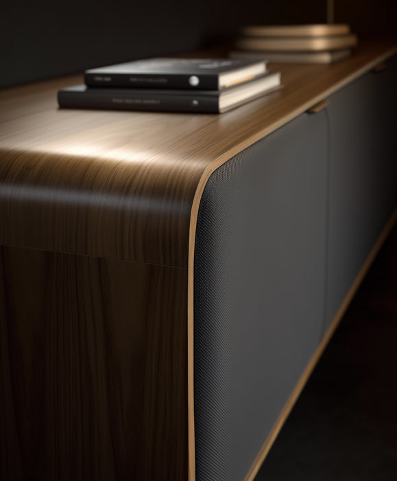 BDI Plume 8077 | Meuble multimédia 3 portes audio-vidéo/téléviseur jusqu'à 70 pouces