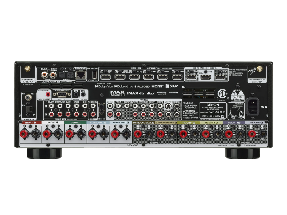 Denon AVR-X3900H | Récepteur cinéma maison 9.4 Dolby Atmos 105Watts/canal 8K/HEOS