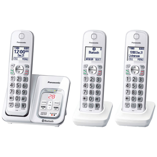 Panasonic- Téléphone sans fil à 2 combinés DECT 6.0 avec Bluetooth KXTGD593W