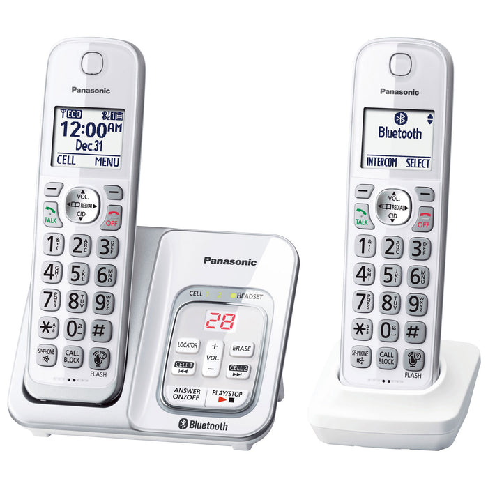 Panasonic- Téléphone sans fil à 2 combinés DECT 6.0 avec Bluetooth KXTGD592W