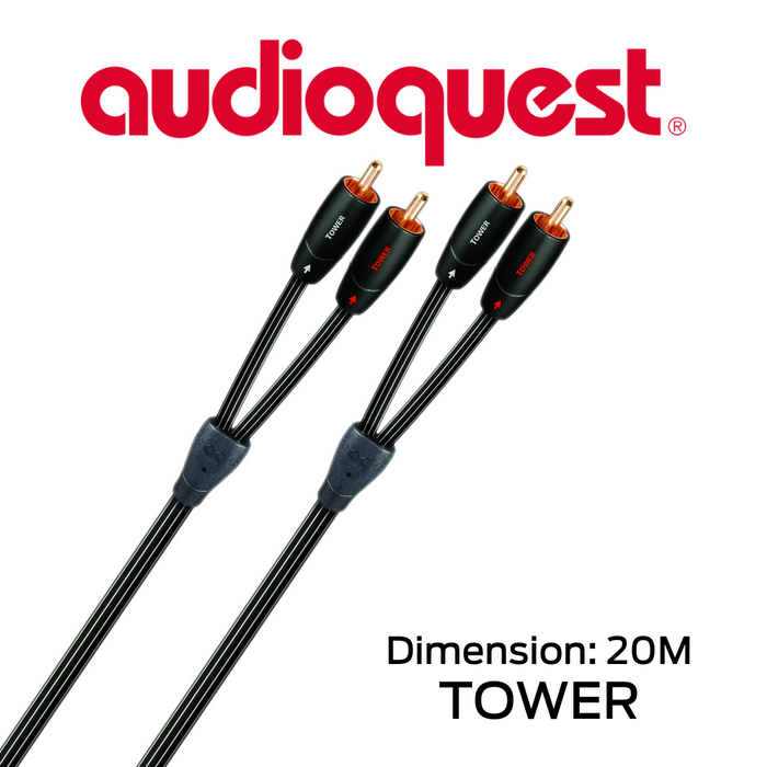 AudioQuest Tower - Câbles analogiques RCA-RCA mâle 0.6M à 20M (paire)