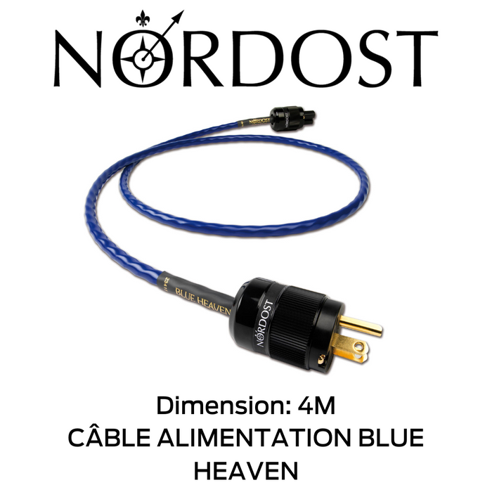 NORDOST Blue Heaven - Câble d'alimentation avec isolation Ethylène Propylène Fluoré (FEP), câblage réglé mécaniquement, conception Micro Mono-Filament 3 x 16 AWG, matériel : 65 brins 99,9999% OFC!