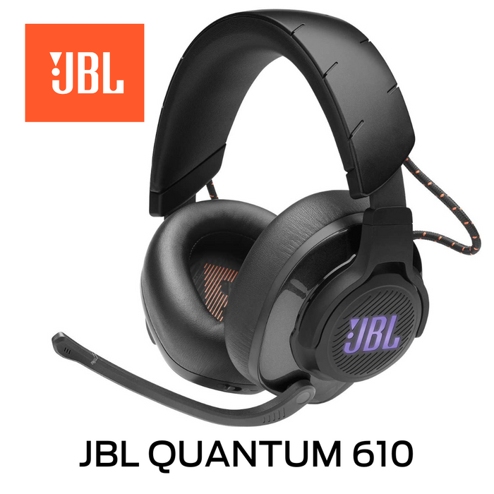 JBL QUANTUM 610 - Casque de jeu en connexion sans fil 2.4GHz et câble jack de 3.5mm et adaptateur USB, votre Play Station, XBOX, Nintendo, les jeux mobiles et votre MAC!