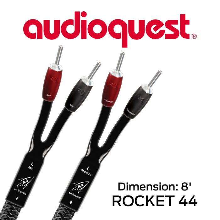 AudioQuest Rocket 44  - Câble de haut-parleurs calibre 13 AWG (la paire) : conducteurs solides en cuivre à surface parfaite (PSC) / Cuivre à grains longs (LGC), système de dissipation de bruit et de croisement à base de carbone!