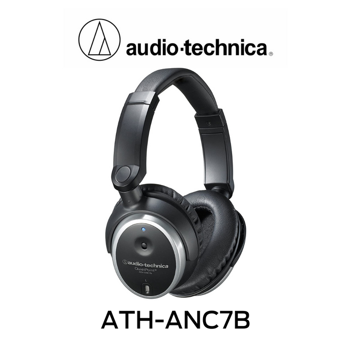 Audio Technica  ATH-ANC7B - Casque d'écoute atténuateur de bruits de conception légère, compacte et pliable est idéale pour les voyages