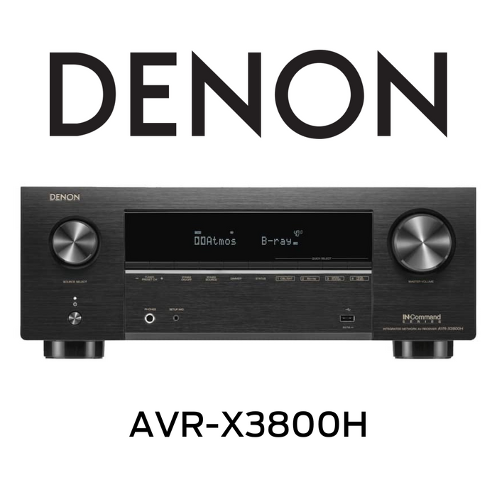 DENON AVR-X3800H - Récepteur cinéma maison 105Watts 9.4 canaux Dolby Atmos, DTS:X, Vidéo 8K