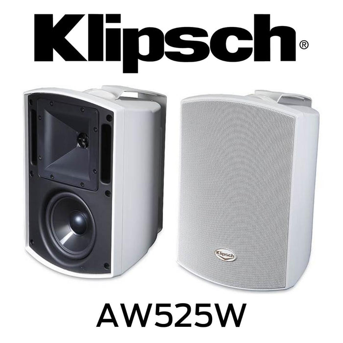 Klipsch AW525W - Enceintes d'extérieur 5.25 pouces blanches haute sensibilité et tenue en puissance avec boîtier en ABS résistant aux UV pouvant être peint avec grille en aluminium antirouille!