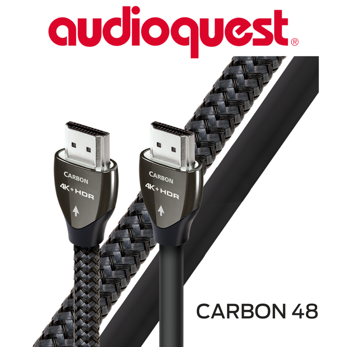 AudioQuest Carbon 48 - Câble HDMI avec conducteurs et eARC 5% argent 8K-10K 48Gbps avec conducteurs solides en argent 5% et ses trois couches à base de carbone peuvent transférer jusqu'à la vidéo professionnelle Ultra-HD en 8K et 10K!