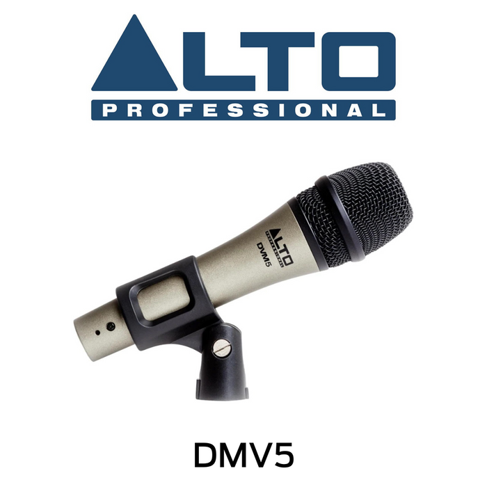 ALTO DVM5 - Microphone vocal polyvalent conçu pour améliorer la reproduction vocale Faible bruit , manipulation SPL élevée. Réponse lisse avec une intelligibilité vocale accrue.