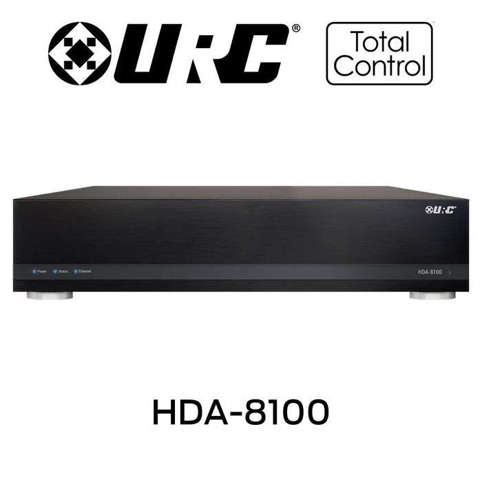URC Total Control HDA-8100 - Amplificateur multizone 100 Watts 8 sorties de zone amplifiées stéréo ou jusqu'à 16 sorties de zone amplifiées mono. Mieux encore, n'importe quelle zone peut être réglée sur stéréo ou sur deux zones mono indépendantes.