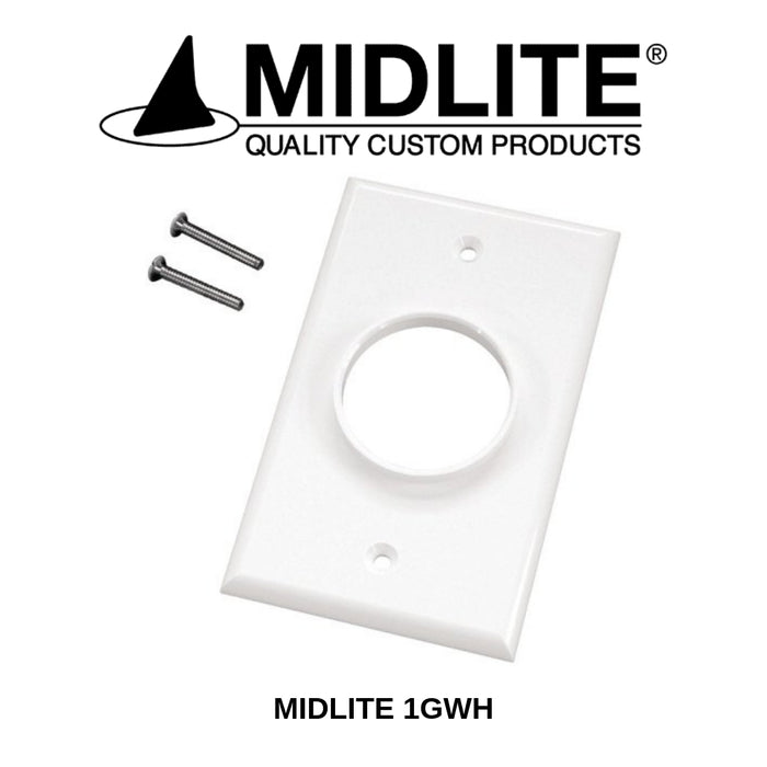 Midlite plaque Wireport simple blanche 1GWH