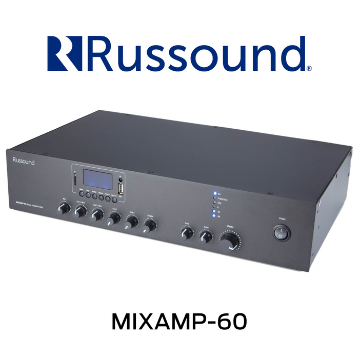 Russound MIXAMP-60 - Amplificateur professionnel 6 entrées avec lecteur MP3, tuner FM, USB, carte SD et Bluetooth®,  puissance de 60W x 1 à 70V