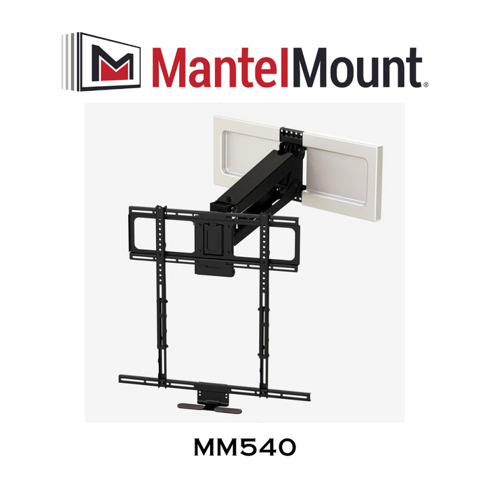MantelMount MM540 - Support articulé à 2 pistons à gaz inclinable vers le bas à 9 degrés pour téléviseur de 44'' à 80'' d'un poids entre 20 et 90 lb et pivotement à 30 degrés dans chaque sens ou à 60 degrés dans un sens.