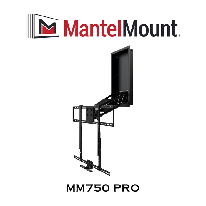 MantelMount MM750 Pro - Support articulé à 4 pistons à gaz pour téléviseur inclinable vers le bas à 9 degrés pour téléviseur de 50'' à 100'' d'un poids entre 30 et 125lb et pivotement à 25 degrés dans chaque sens.